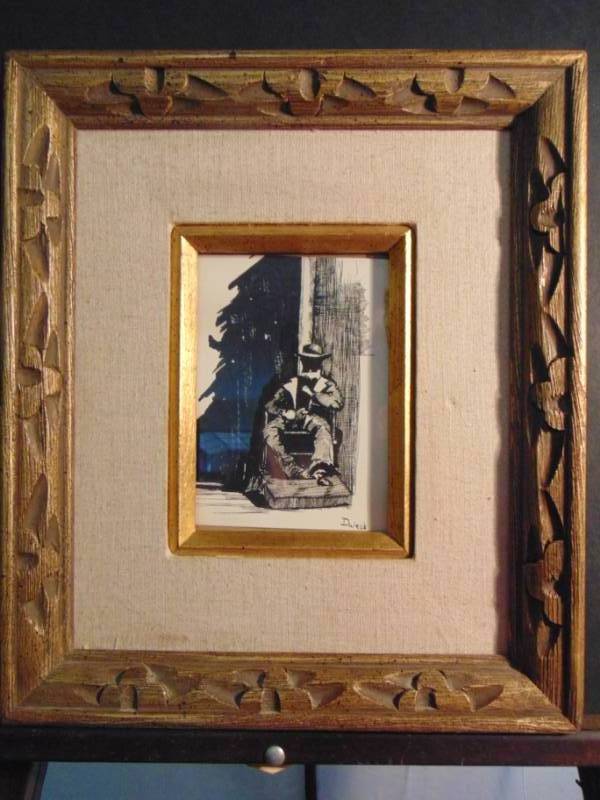 lot 14387 image: Matted and Framed Charcoal drawing signed