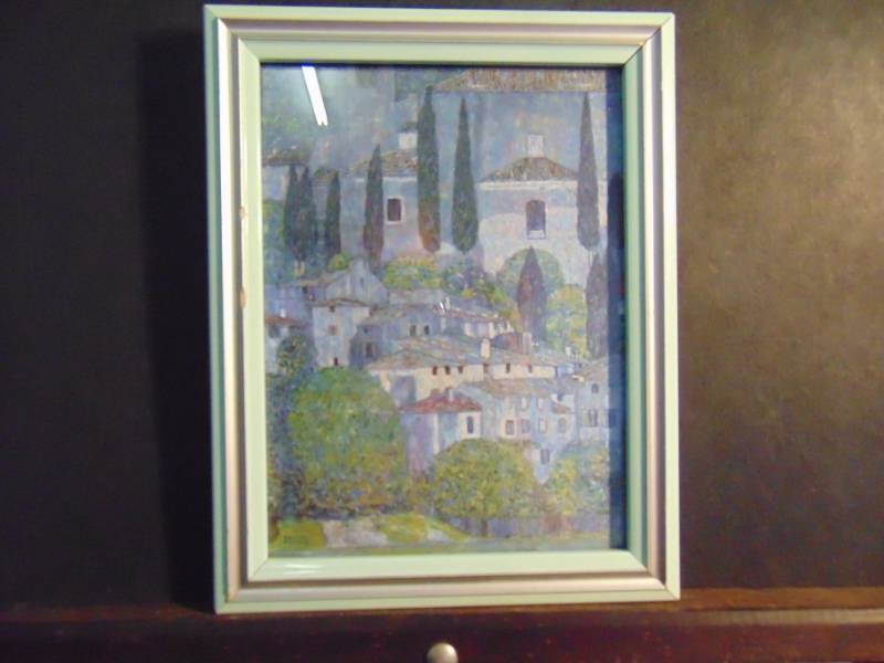 lot 14411 image: Church at Cassone 1913 Framed Oil Panting on Canvas