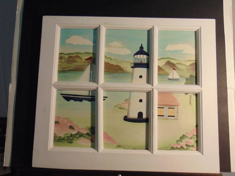lot 14424 image: Window Framed Light house Print