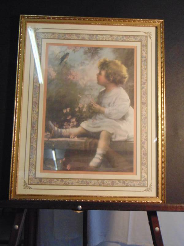 lot 14454 image: Beautiful Home Decor Print Girl with Bird