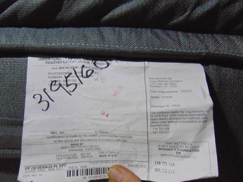 lot 14470 image: New Sealy Posturepedic Pillow Top King Size Mattress