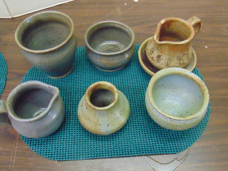 lot 14592 image: Hand Thrown Stoneware Pottery Pitchers and more