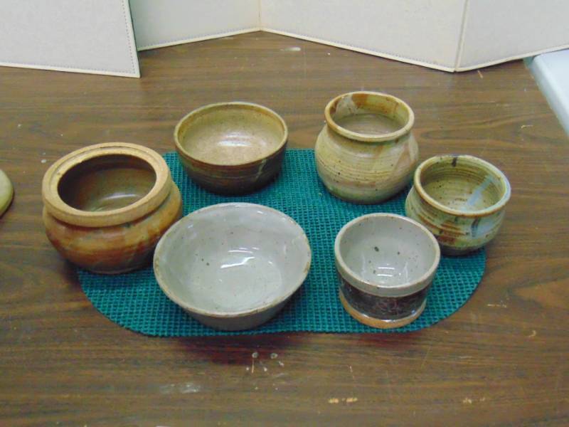 lot 14593 image: Hand Thrown Stoneware Pottery Bowls and more