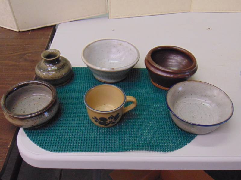 lot 14594 image: Hand Thrown Stoneware Pottery Bowls and more