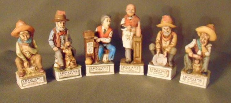 lot 10003 image: Lionstone porcelain Old West Series Mini Decanters
