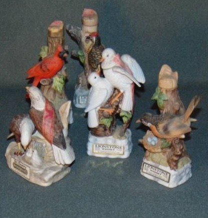 lot 10005 image: RARE Whiskey Porcelain Mini Decanters North American Bird Collection (5)
