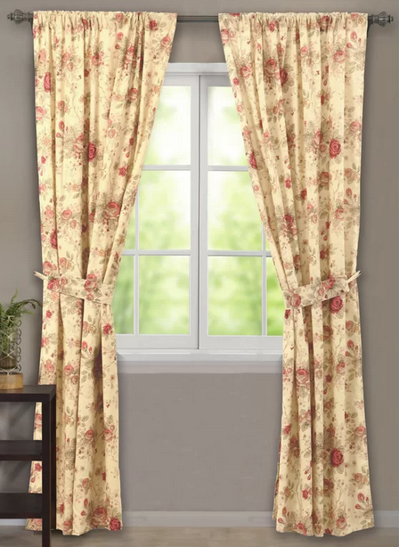 lot 50 image: Antique Rose Curtain Panel Set 42x84