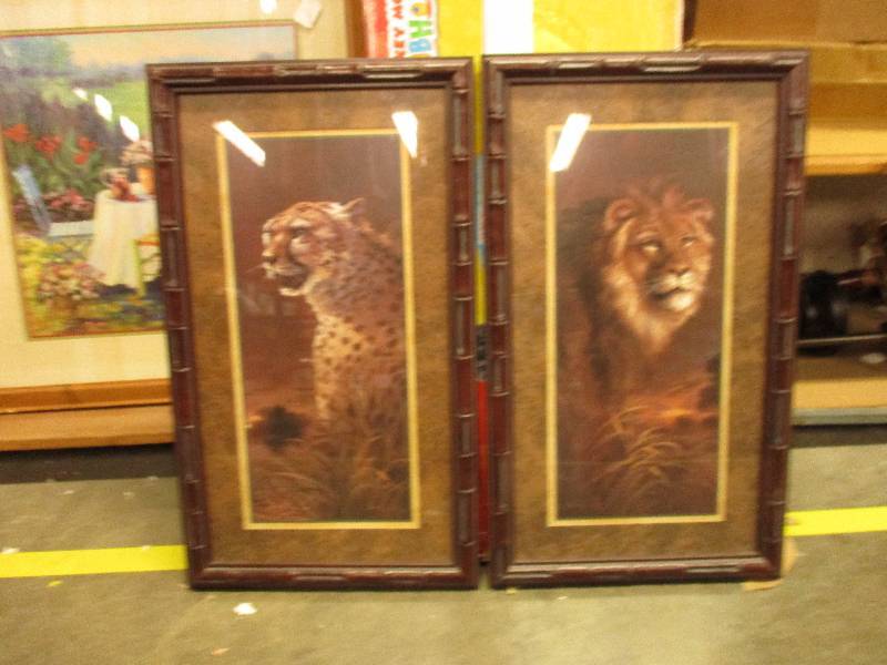 lot 211 image: Pair of LionLeopard Prints in Frame