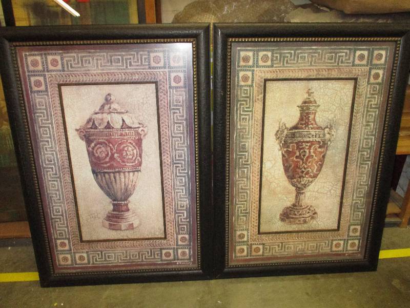 lot 220 image: Pair of Vase Prints in Frame