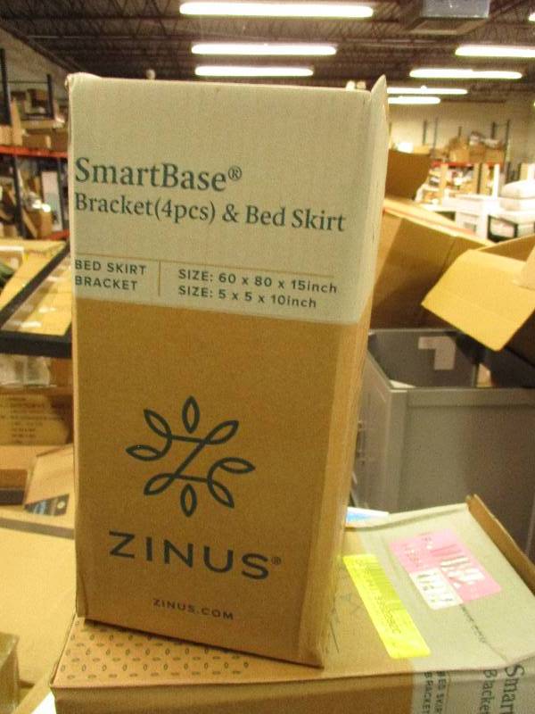lot 227 image: Zinus SmartBase Bracket and Bed Skirt for Zinus SmartBase Bed Frame - Queen