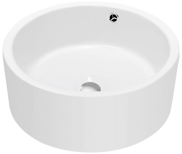 lot 264 image: Dawn CASN134537 Contemporary Vessel Above-Counter Cylinder Ceramic Art Basin with Overflow, White