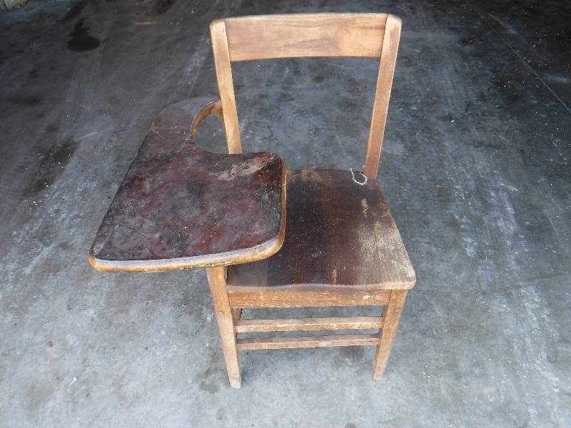 lot 12002 image: old wood students desk