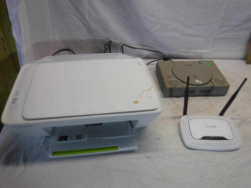 lot 12037 image: Hp Printer, wireless router and playstation