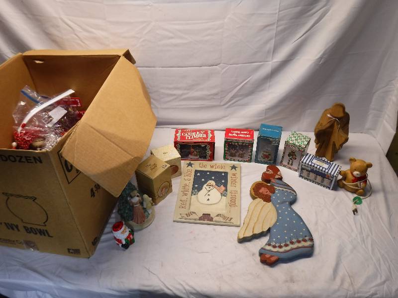 lot 12092 image: Christmas lot includes candle holders, music figure and more