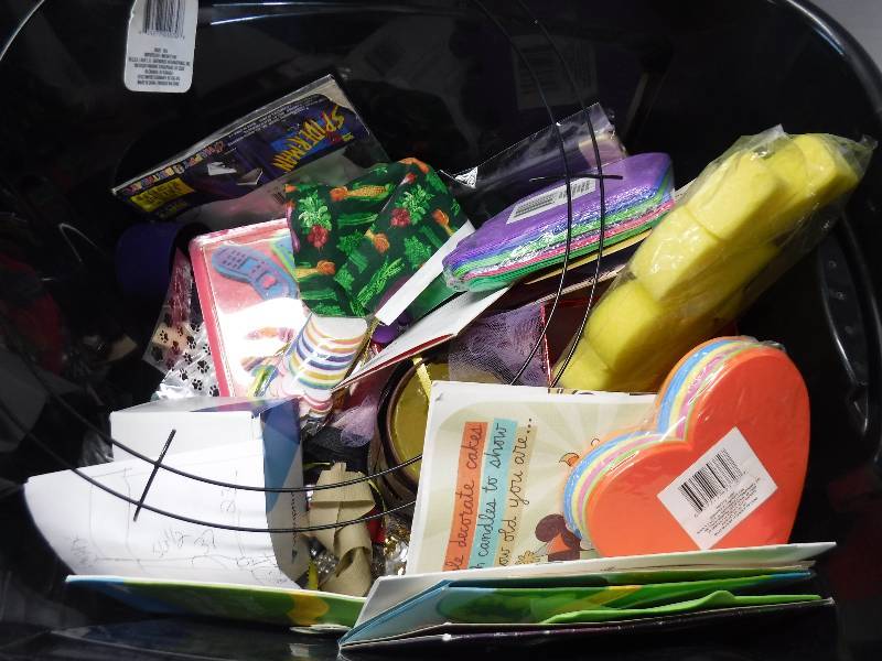 lot 12115 image: Box of surprises Some craft foam items, gift bags and more