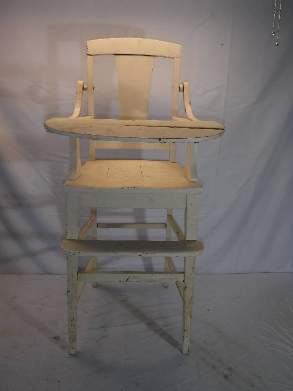 lot 12018 image: White painted wood high chair