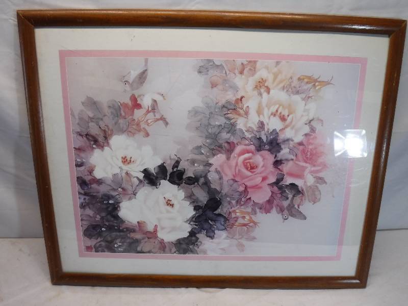 lot 12026 image: Soft pastels floral framed print