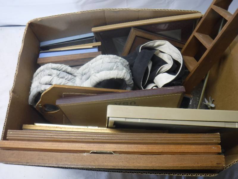 lot 12183 image: Box with frames and other misc items
