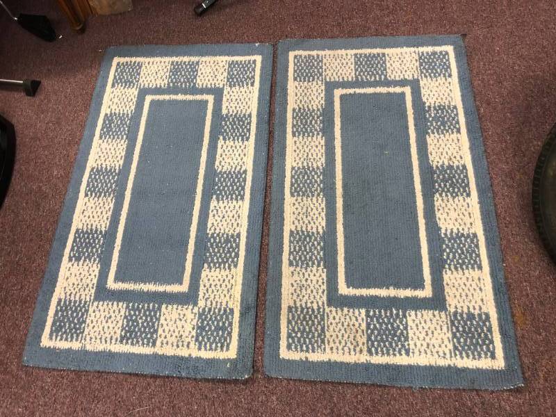 lot 1306 image: 2 Baby Blue Rugs 4ft x 2ft