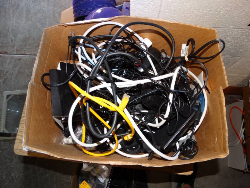 lot 16030 image: Computer cords and laptop chargers.