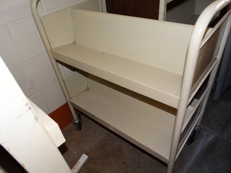 lot 16063 image: Small metal library cart.