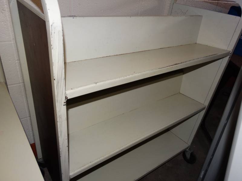 lot 16064 image: Metal library cart.
