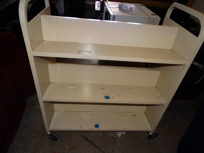 lot 16083 image: Metal library cart.