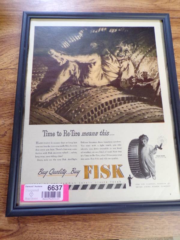 Fisk Tire Ad 12 X 15 Whitewater Consignment Auction Farm Toys