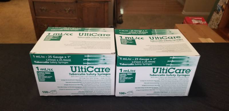 lot 6008 image: UltiCare Tuberculin Safety Syringes 2 Boxes