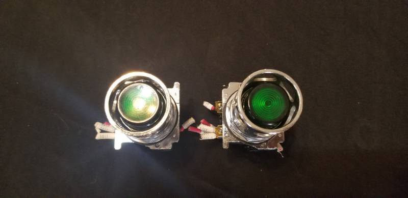 lot 18002 image: Two Green Lamps  Lights