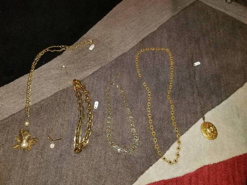 lot 18836 image: Goldtone Necklaces Lot - Locket, Opal