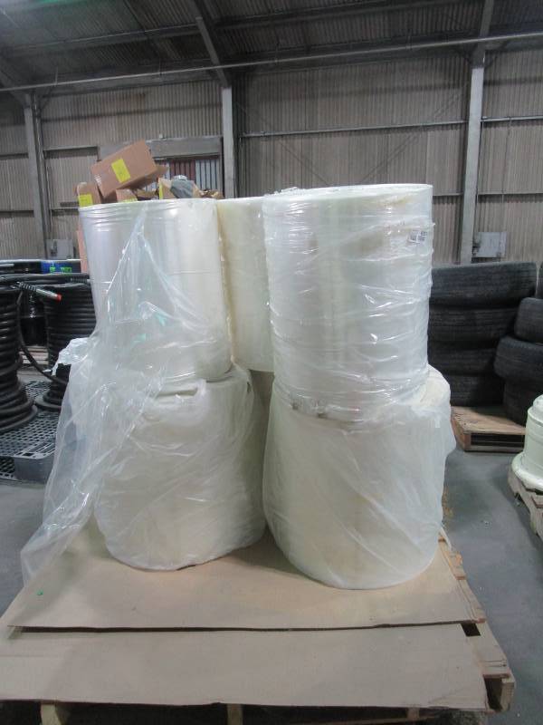 lot 6353 image: 3 Rolls of 24 White and 3 Rolls 30 Clear Plastic Sheeting 1000s of Feet