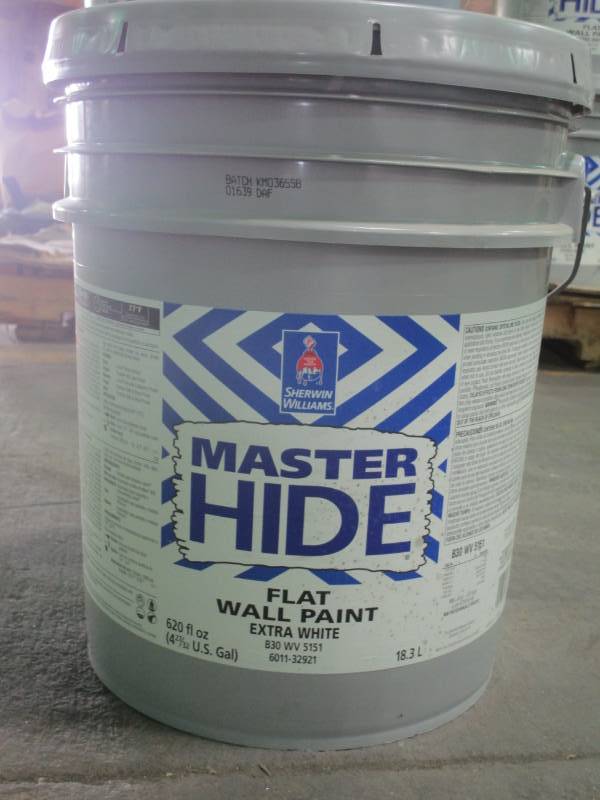 lot 6299 image: 5 Gallon MASTER HIDE Flat Wall Paint
