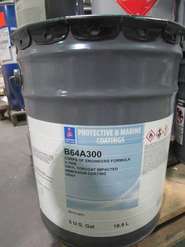 lot 6374 image: Sherwin Williams Vinyl Topcoat Gray Protective Marine Coating 5 Gallons