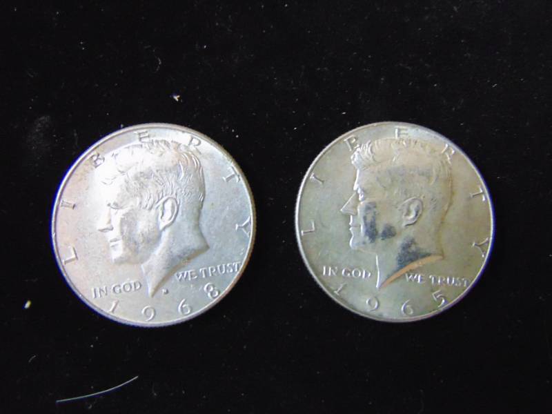 lot 7021 image: 1965 and 1968 Kennedy Half Dollar