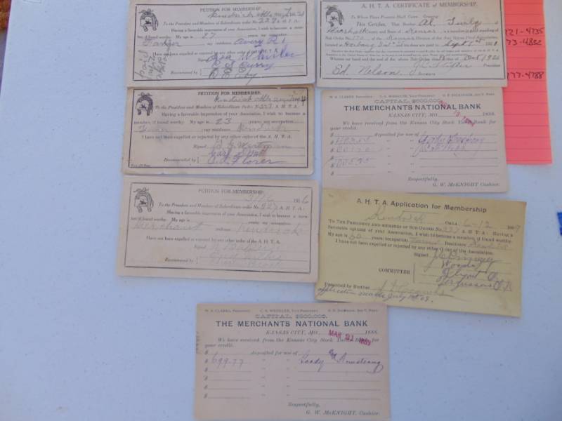 lot 7054 image: 5 Anti Horse Thief Membership CertificatesApplications