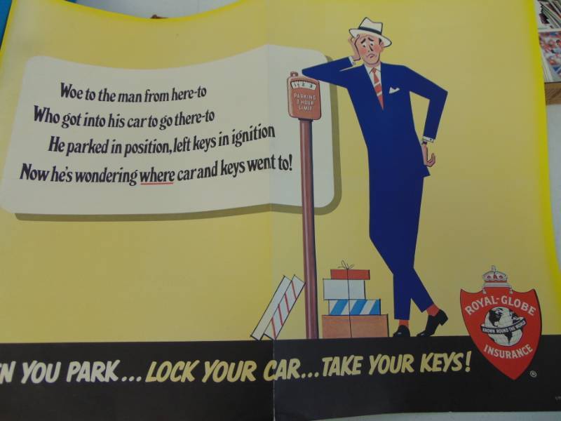 lot 7072 image: 15 Advertising Posters - Royal Globe Insurance, Hartford Insurance and More