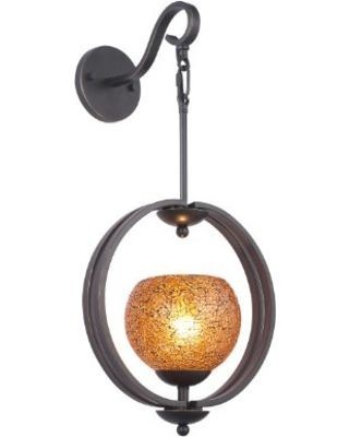 lot 8167 image: Wall Light w Mosiac Glass, Metallic Bronze