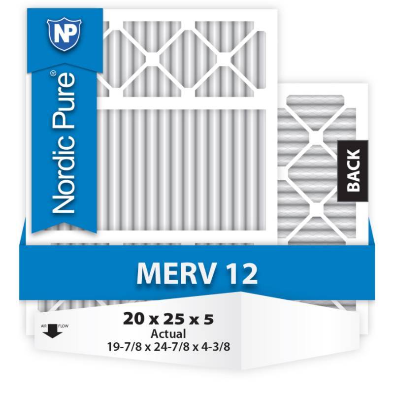 lot 8182 image: Nordic Pure 20x25x5 Honeywell Replacement AC Furnace Air Filters, MERV 12, Box of 2