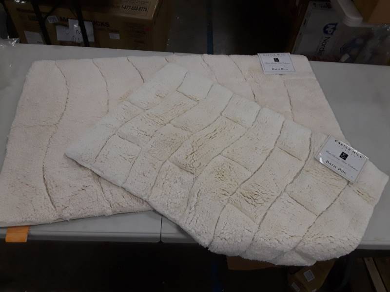 lot 8206 image: 2 Off- White Bath Rugs
