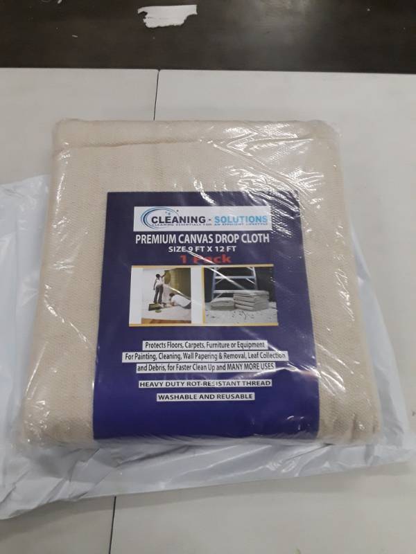 lot 8249 image: Cleaning Solutions Cotton Canvas Drop Cloth 9 X 12, Heavy Duty Fabric