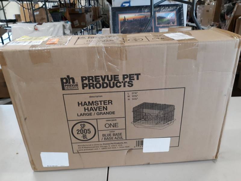 lot 8320 image: Hamster Haven Cage Large Bi-level Habitat House Blue Aluminum Plastic Slide Ramp