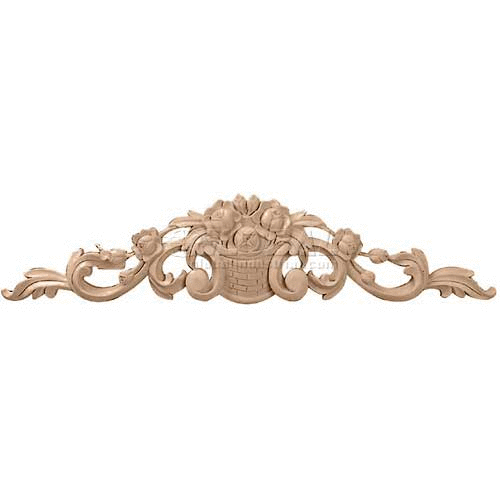 lot 8361 image: Moulding Ekena Building Materials 36-12 in. x 6-14 in. x 1 in. Alder Large Bradford Flower Basket Center with Scrolls ONL36X06X01BRAL