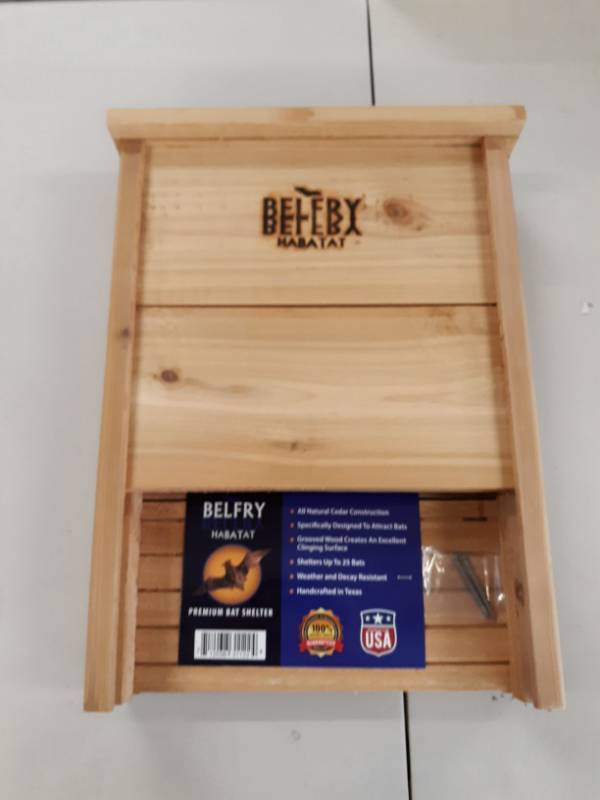 lot 8371 image: Belfry Habatat Premium Cedar Bat House - Single Chamber Bat Shelter - Made In