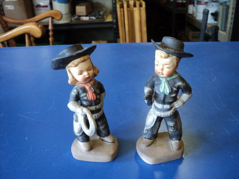 lot 8005 image: (1) Pair Lefteris Exclusives Kid Cowboy Figurines, 6 tall