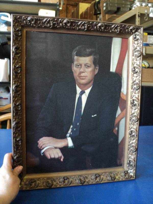 lot 8019 image: Framed Print V7600 J. F. Kennedy by Buchruch, Bassons -Perth Amboy N.J.