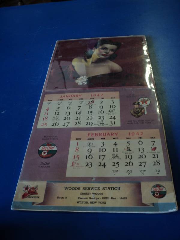 lot 8020 image: Vintage Calendar Woods Service StationWilton, New York 1942, Zoe Mozart
