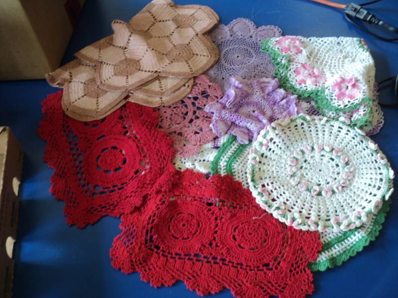 lot 8066 image: (12) ct lot crochet doilies, assortment of colors and styles