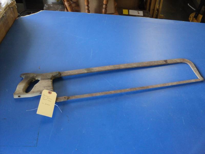 lot 8094 image: Antique 24 Blade Meat Saw with wooden handle