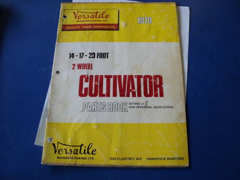 lot 8097 image: Versatile 1970 2-Wheel Cultivator Parts Book, poor to fair condition